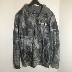 NFL REEBOK ONFIELD NEW ENGLAND PATRIOTS AFC EAST FULL ZIP JACKET WITH HOOD